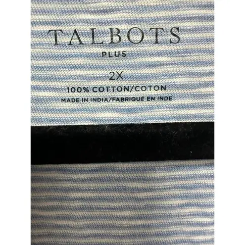 Talbots  Beaded VNeck Tunic 3/4 sleeve he White Striped Top Plus Size 2XL - Image 5