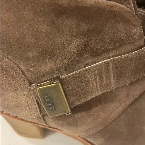 UGG  tan suede ladies buckle ankle boots style 3212 size 10M ladies Brienne