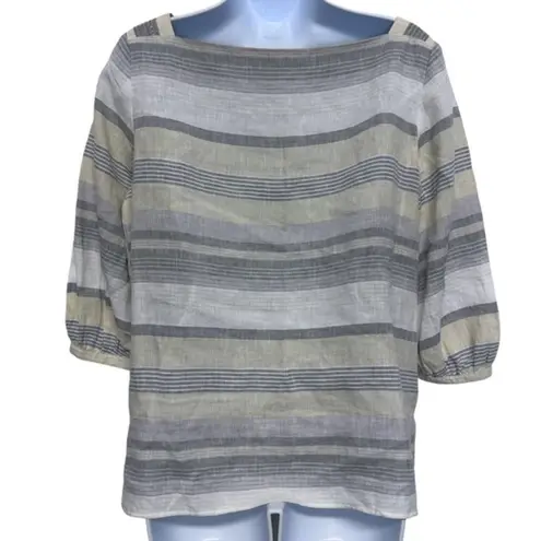 Lafayette 148 New York Italian fabric striped tunic blouse size S