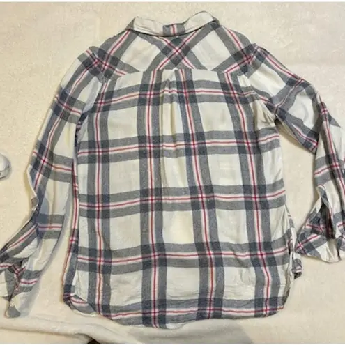 Rails Red White Blue Hunter Plaid Button Up Flannel Preppy Indie Cozy MEDIUM - Image 4