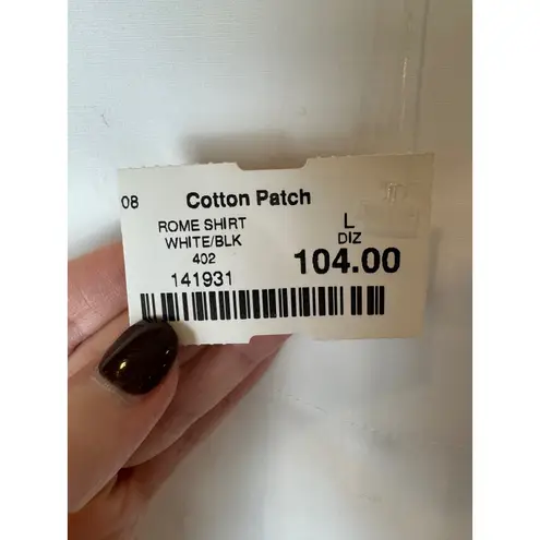 Tizzie Shirt Women Large White Long Sleeve Button Down Velvet Cuffs NWT Preppy