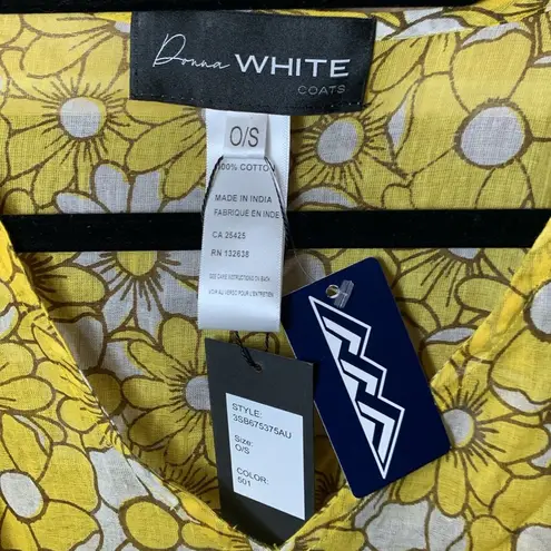 Women's Yellow Daisy Cotton Kaftan Swimsuit Cover Up & Matching Flip Flops NWT Size undefined