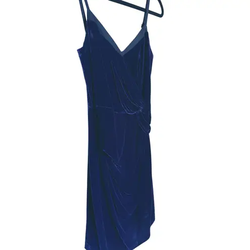 Robert Rodriguez Blue Velvet Sleeveless Wrap Dress 2 Event Cocktail Party Vamp