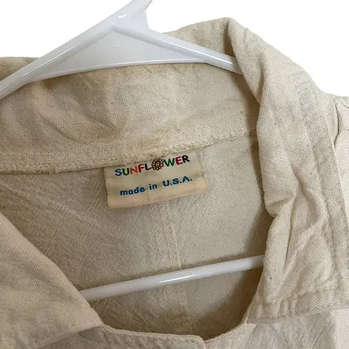 Sunflower vintage cream collared button down long sleeved top pockets shirt Size XL