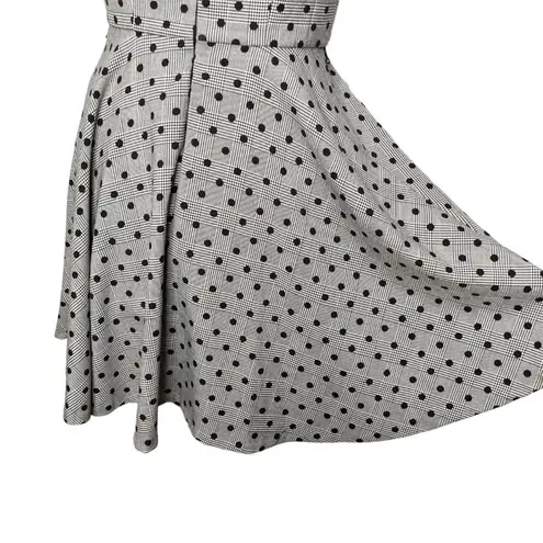 Elle Gray Glen Plaid Polka Dot Houndstooth Fit & Flare Sleeveless Dress