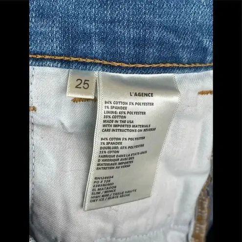 L'Agence El Matador French Slim Mid-Rise Jeans in Dry Ice sz 25