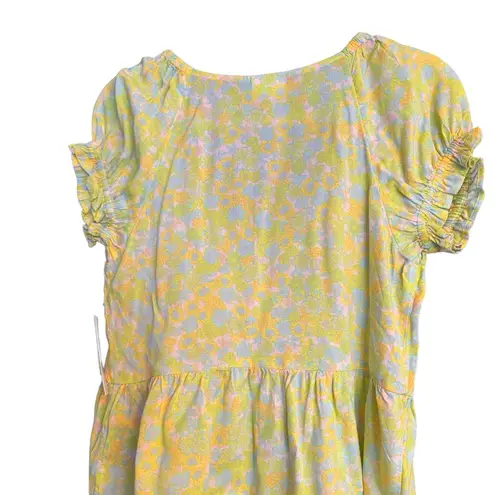 Abound Nordstrom  Women's Puffed Sleeve Blouse Multi Tarry Yellow Floral NWT