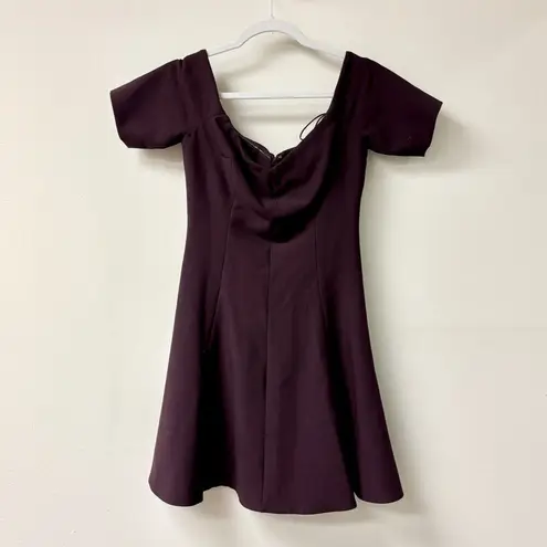 Cinq à Sept Kenna Off the Shoulder Skater Mini Dress Plum Purple Women's Size 4