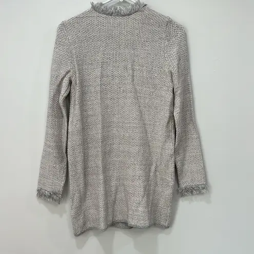 J. McLaughlin Womens Nan Cardigan Sweater XS Gray Tweed Fringe Button Jacket NEW