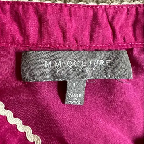 MM Couture Miss Me Womens Size Large Ruffle Blouse Button Down Fushia