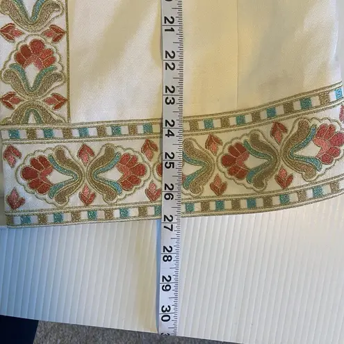 Doncaster Women’s Size 8 Ivory Silk Linen Embroidered 3/4 Long Sleeves Tunic Top