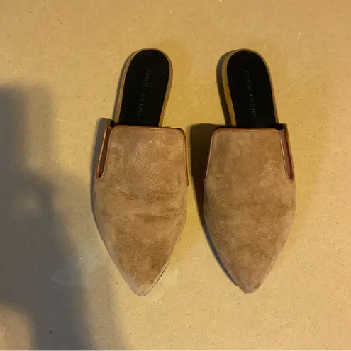 Jenni Kayne HANDCRAFTED COGNAC BROWN SUEDE LEATHER SLIDE MULE SLIDES (36)