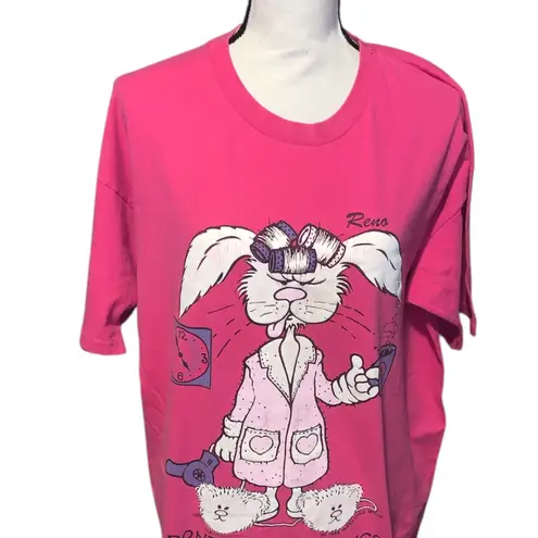 Anvil Vintage 1988 Reno Tahoe Bunny I Don’t Do Mornings Long Nightgown Pink