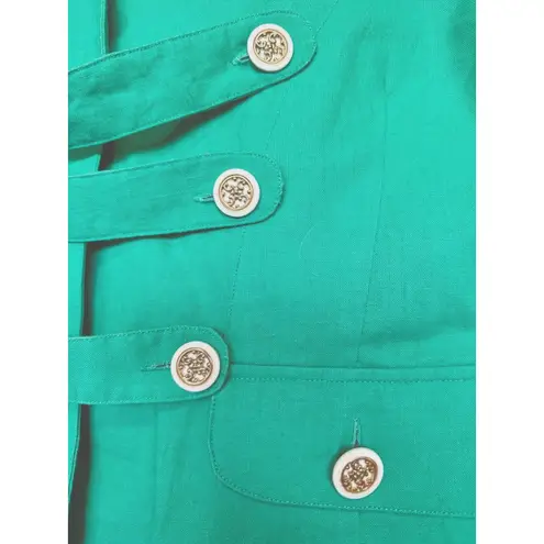Linen Button Front Blazer Pockets Women Size 7 Ramie Cotton Preppy Office Green Size M