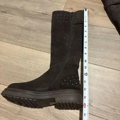 EMANUELE CRASTO Italy Suede Leather Chunky Sole Studded Boots brown size 38 7.5 Black