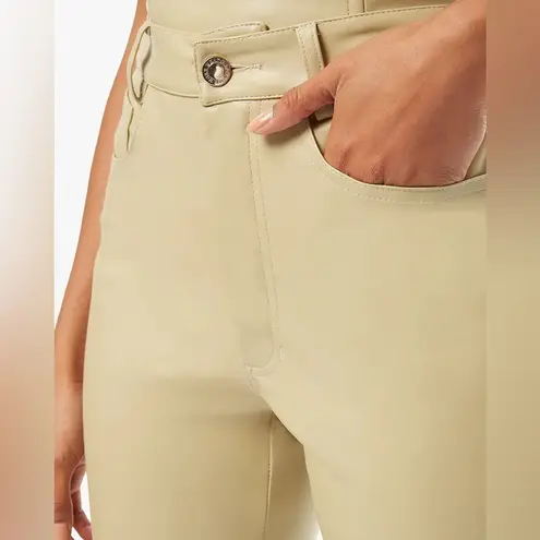 We Wore What Buttery Vegan Leather Kick Flare Pant Oat NWT Size 24