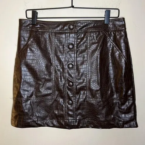 House of Harlow 1960 Snake Print Faux Leather A-Line Mini Skirt Size 8