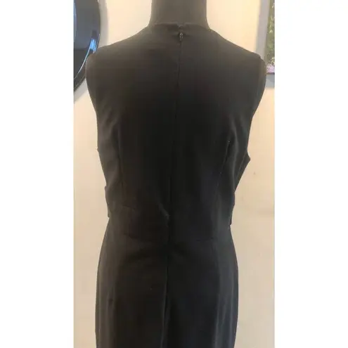 Cache  Day Event Dress New Lined Stretch LBD Pleated Front 2 Gold Buttons Sz 10