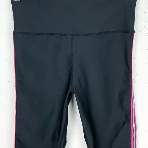 SoulCycle  Athletic Soul Logo Leggings Black Poly Stretch Side Stripe Pink Small