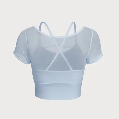 Berlook Activewear Light Blue Cut Out Short Sleeve Top