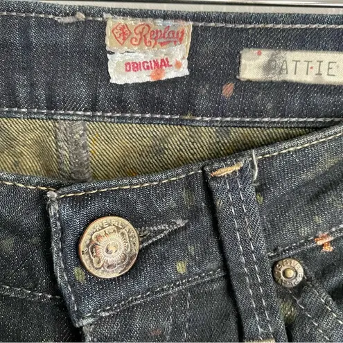Replay Pattie Womens Distressed Paint Splatter Jeans Size 25