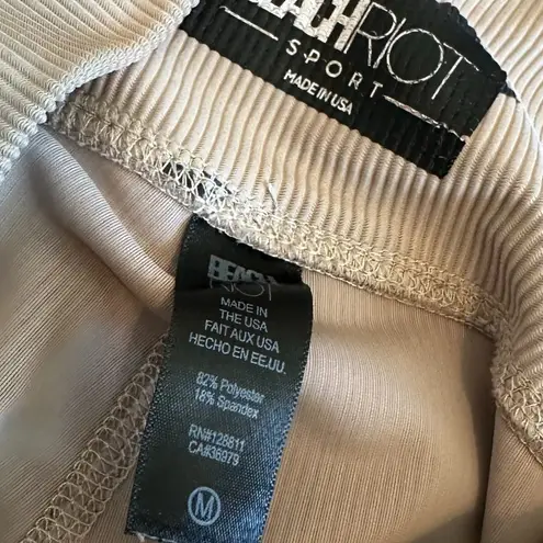 Beach Riot Sport Cream Ribbed Leggings Moon Star Print Stretch Athletic Medium