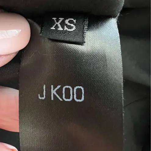 J KOO Black Ruffle Elongated Tee T