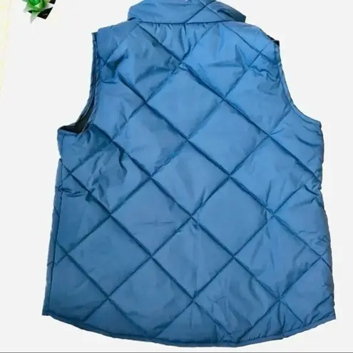 Women zip up puffer quilted vest Small Blu… Gold