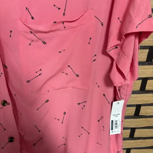 No Boundaries  Pink Arrow Button Front Top Size‎ XXL