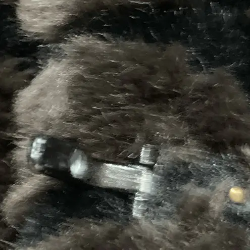 Vintage Black Brown Faux Fur Zebra Print Long Coat Oversized Collar Small Warm