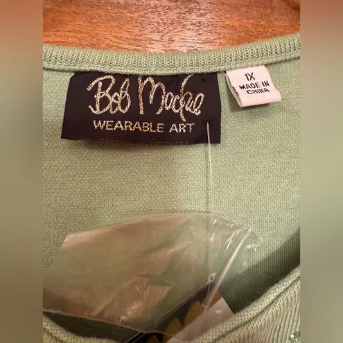 Bob Mackie Women Plus Wearable Art Mint Green Sequin Peacock Design NWT -1X