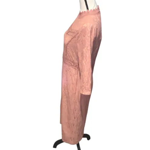 Downeast lace sheath dress mauve pink Medium High Neck