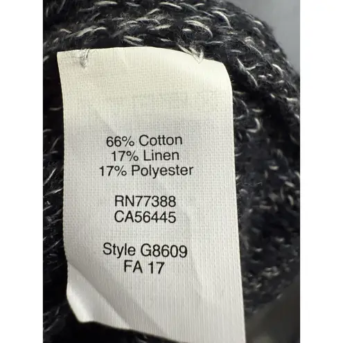 J Crew Sweater Womens Medium Black Gray Marled Open Front Cardigan Linen Blend