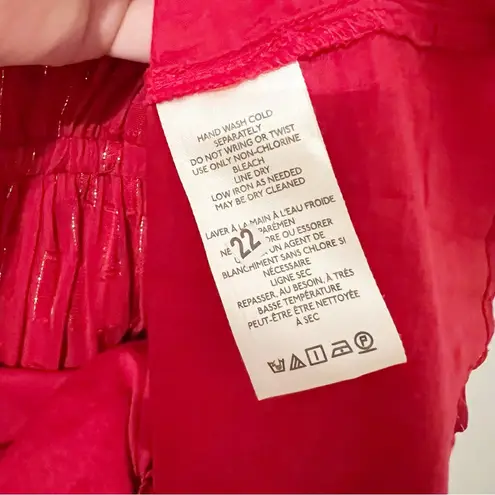 Anthropologie  Allene Shimmer Maxi Dress Red Button Down Size XS thumbnail 5