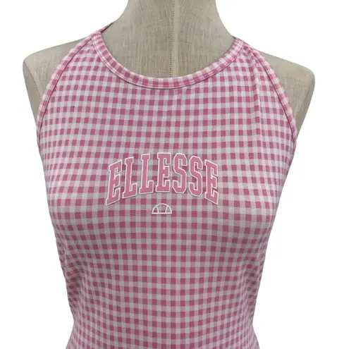 Ellesse Fonti Dress Mini Open Strappy Back Gingham Pink White Size US 10