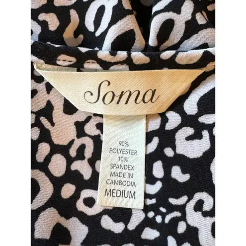 Soma Dress Womens Medium Black White Jersey Knit Animal Print Sleeveless Maxi