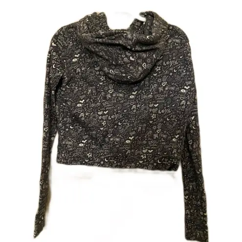 Frank & Eileen Rare Graphic Doodle Patterned Grey Hoodie Silver