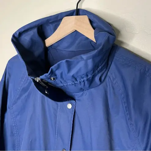 J. Jill Blue Drawcord Mock Neck Full Zip Front Utility Jacket Size L