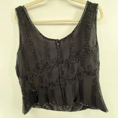 JKara Black Beaded Tank Top 1X Sleeveless Formal Evening Cocktail Plus Size