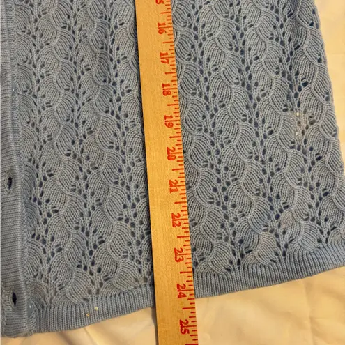 Classic Elements Vintage Light Blue Lace Knit Cardigan Sweater L Petite (14–16)