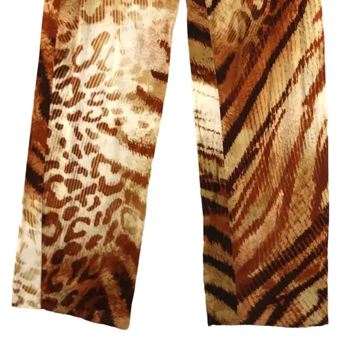 Natori  Womens Size M Pants Multi Animal Print Straight Leg Stretch Brown