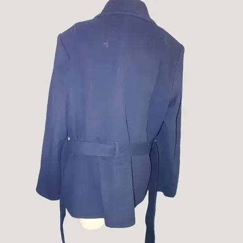 Brooks Brothers Wool Blend Double Breasted Navy Peacoat Womens M With Belt