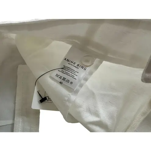 ANINE BING Candice White High Rise Linen Blend Shorts Size 40 US 10