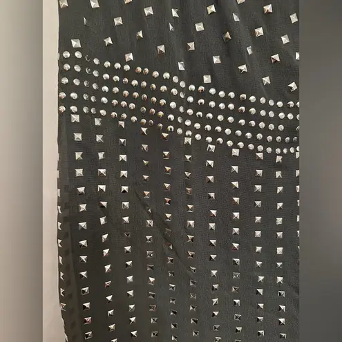 Susana Monaco One Shoulder Mini Dress Black Silver Studs Modern Glam (SEE NOTES)