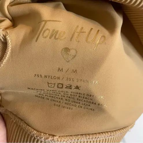 NEW Tone It Up Tan Ribbed Sports Bra With Removable Pads Size Medium