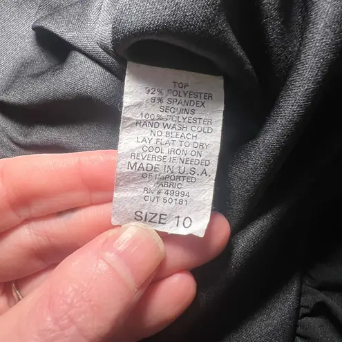 VTG y2k R&M Richards Black Sequin Babydoll Top USA Made Party Womens 10 Elegant