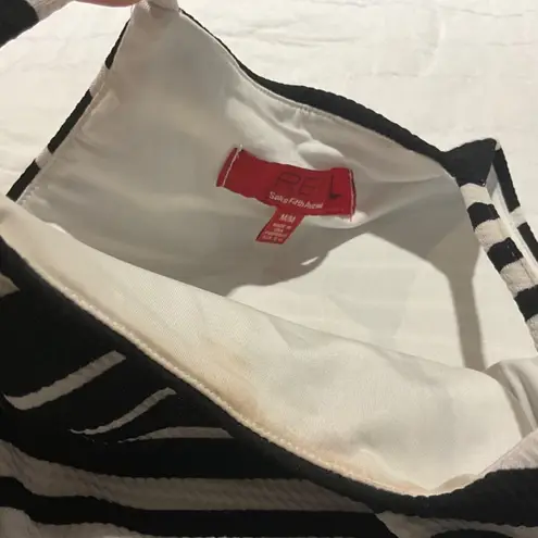 Red Saks Fifth Ave RED Saks Fifth Avenue Black White Stripe Dress Size M Medium Halter Top