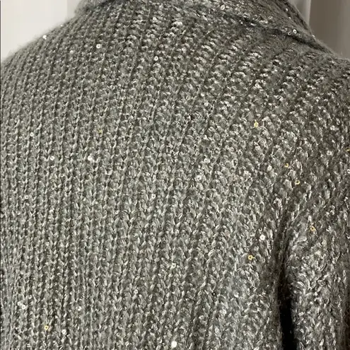 Olivia Sky Metallic Gray Knit Open Front S…