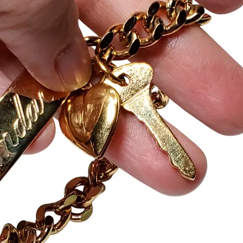 Vtg Speidel Name ID Bracelet Candace Gold Tone Curb Link Chain Chunky 7.5"