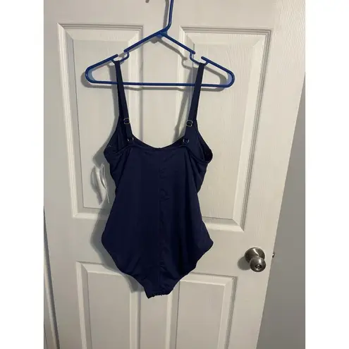 La Blanca  Plus Ruched One Piece Swimsuit Size 16W New With Tags Indigo